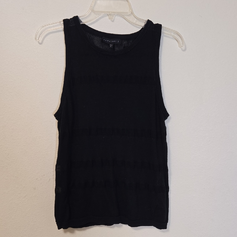 Sanctuary Black Linen Blend Knit Tank Top Women’s Size L